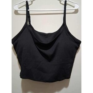 Aerie Scoop Ribbed Cropped Cami Tank Top Black XXL‎ Plus Size Casual